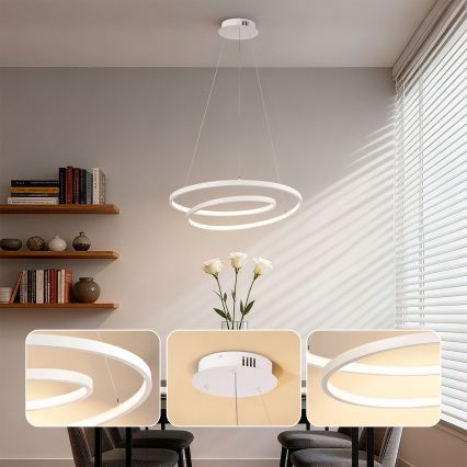 Brilagi - LED-hämardatav rippvalgusti kaabliga TWISTER LED/48W/230V 3000-6000K läbimõõt 50 cm valge + kaugjuhtimispult