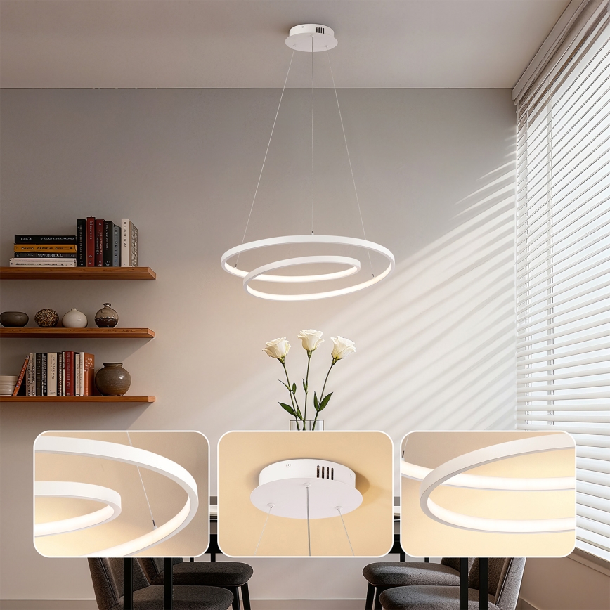 Brilagi - LED-hämardatav rippvalgusti kaabliga TWISTER LED/48W/230V 3000-6000K läbimõõt 50 cm valge + kaugjuhtimispult