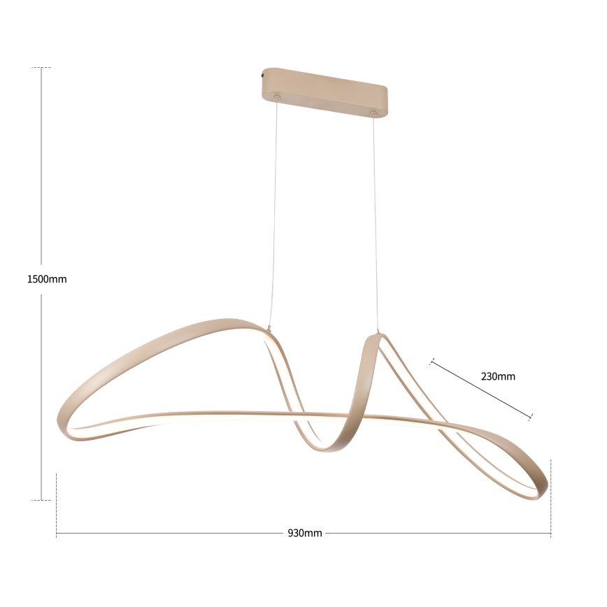 Brilagi - LED-hämardatav rippvalgusti kaablil TWISTER LED/60W/230V 3000-6000K beež + kaugjuhtimispult