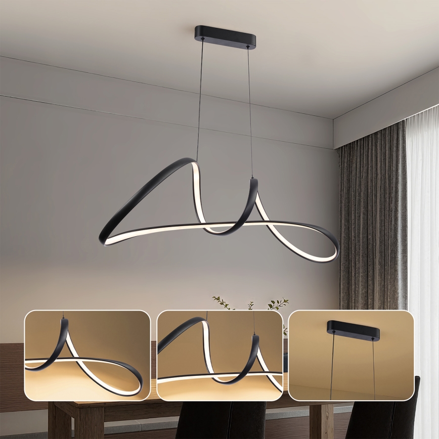 Brilagi - LED-hämardatav rippvalgusti kaablil TWISTER LED/60W/230V 3000-6000K must + kaugjuhtimispult