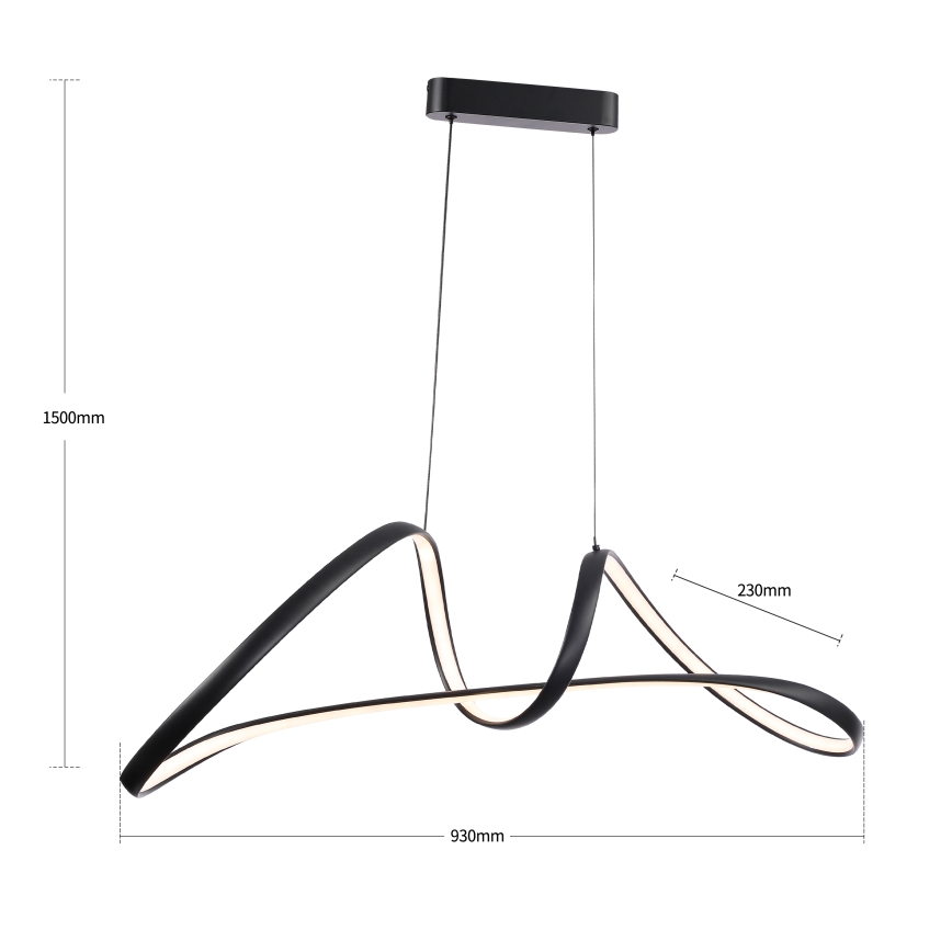 Brilagi - LED-hämardatav rippvalgusti kaablil TWISTER LED/60W/230V 3000-6000K must + kaugjuhtimispult