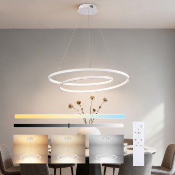 Brilagi - LED hämardatav rippvalgusti kaabliga TWISTER LED/75W/230V 3000-6000K diameeter 70 cm valge + kaugjuhtimispult