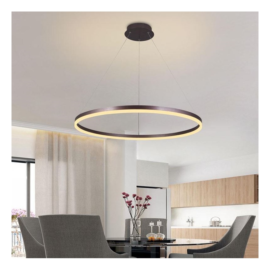 Brilagi - hämardatav LED-ripplühter kaablil CIRCLE LED/55W/230V 3000-6500K läbim. 80 cm pruun + kaugjuhtimispult