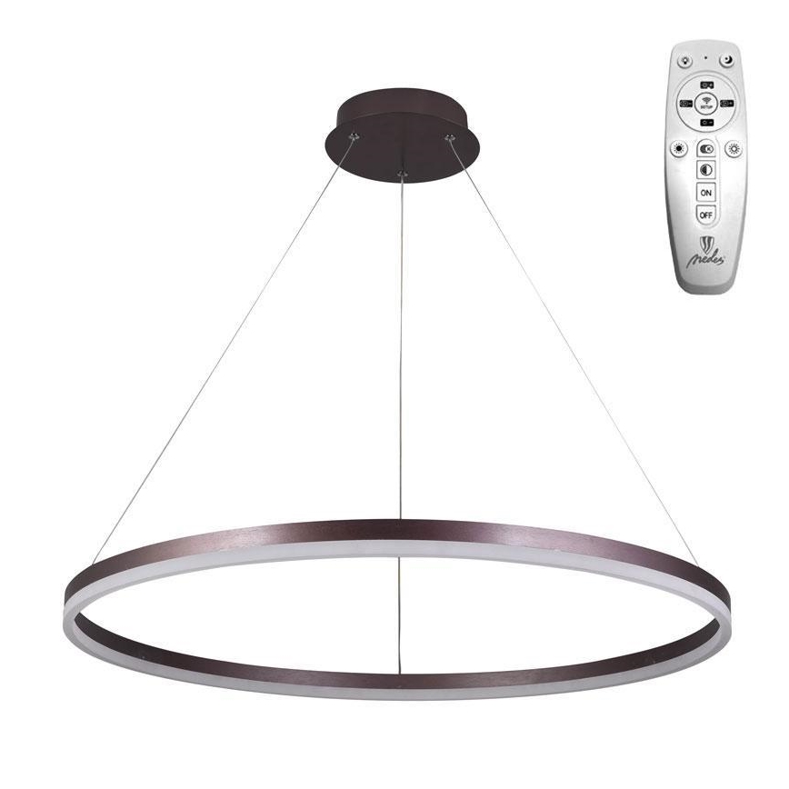 Brilagi - hämardatav LED-ripplühter kaablil CIRCLE LED/55W/230V 3000-6500K läbim. 80 cm pruun + kaugjuhtimispult