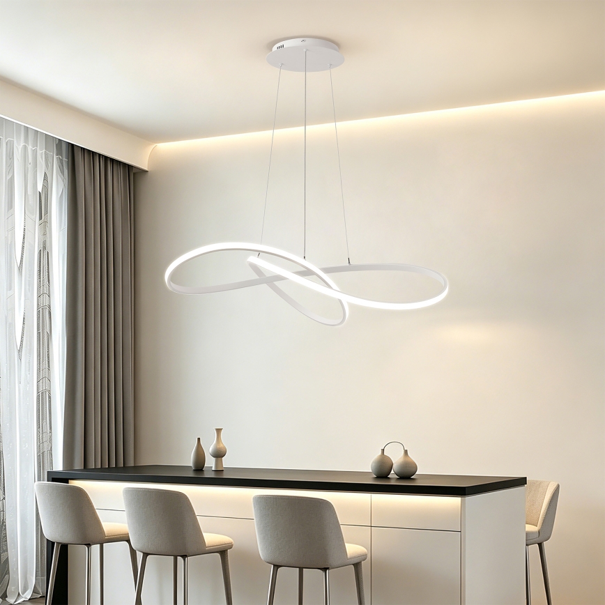 Brilagi - LED hämardatav kaabliga ripplühter INFINITY LED/80W/230V 3000-6000K 80x80 cm valge + kaugjuhtimispult