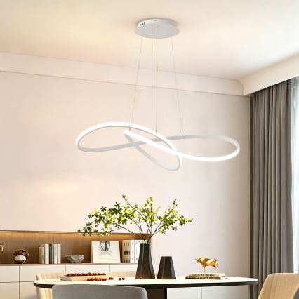 Brilagi - LED hämardatav kaabliga ripplühter INFINITY LED/80W/230V 3000-6000K 80x80 cm valge + kaugjuhtimispult