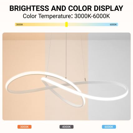 Brilagi - LED hämardatav kaabliga ripplühter INFINITY LED/80W/230V 3000-6000K 80x80 cm valge + kaugjuhtimispult