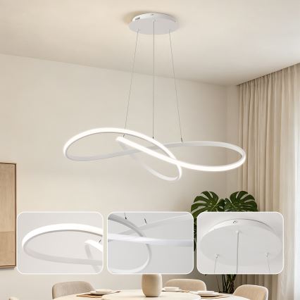 Brilagi - LED hämardatav kaabliga ripplühter INFINITY LED/80W/230V 3000-6000K 80x80 cm valge + kaugjuhtimispult