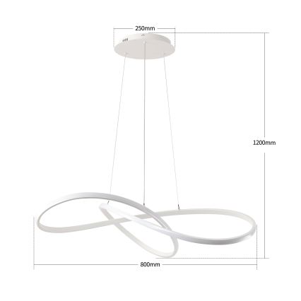 Brilagi - LED hämardatav kaabliga ripplühter INFINITY LED/80W/230V 3000-6000K 80x80 cm valge + kaugjuhtimispult