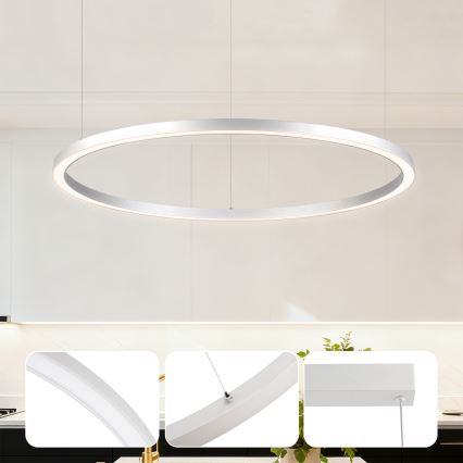 Brilagi - LED-hämardatav rippvalgusti kaablil PORTOFINO LED/60W/230V 3000–6000K Ø 80 cm hõbedane + kaugjuhtimispult