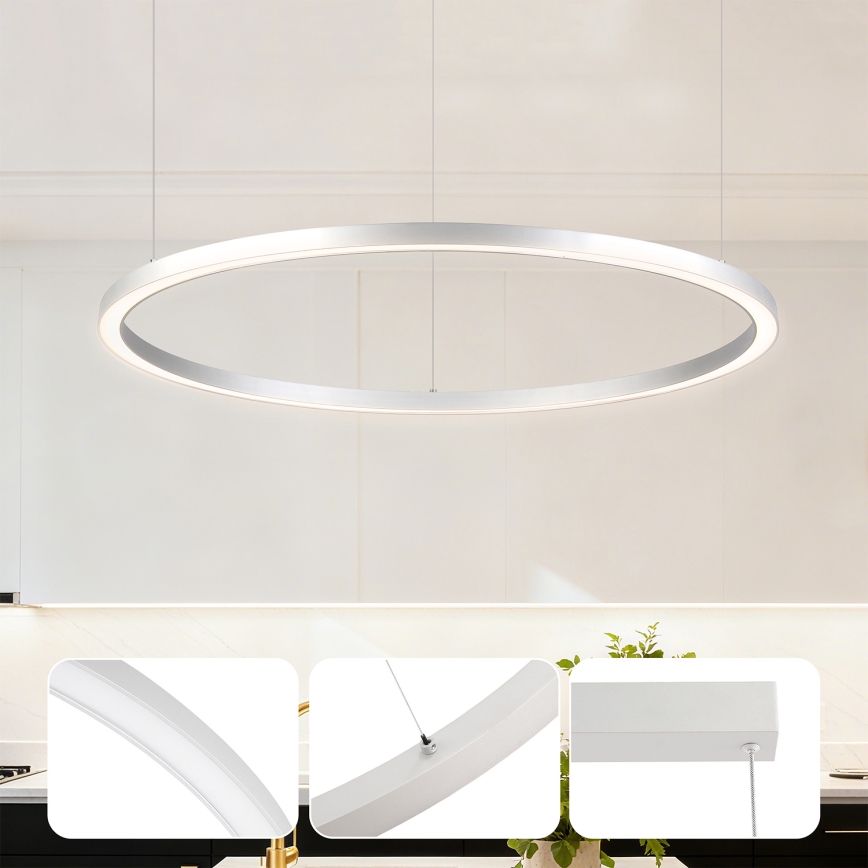 Brilagi - LED-hämardatav rippvalgusti kaablil PORTOFINO LED/60W/230V 3000–6000K Ø 80 cm hõbedane + kaugjuhtimispult