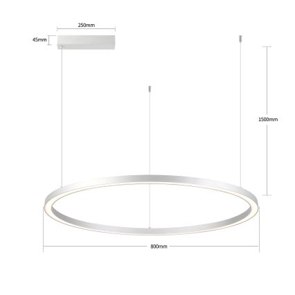 Brilagi - LED-hämardatav rippvalgusti kaablil PORTOFINO LED/60W/230V 3000–6000K Ø 80 cm hõbedane + kaugjuhtimispult