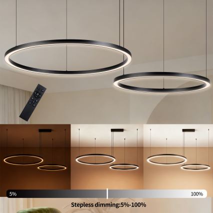 Brilagi - PORTOFINO hämardatav LED-ripplühter kaabliga LED/98W/230V 3000-6000K must + kaugjuhtimispult