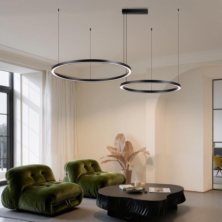 Brilagi - PORTOFINO hämardatav LED-ripplühter kaabliga LED/98W/230V 3000-6000K must + kaugjuhtimispult
