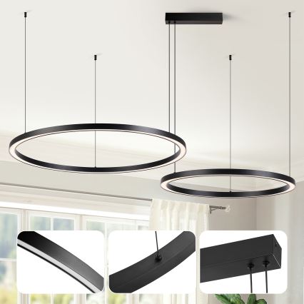 Brilagi - PORTOFINO hämardatav LED-ripplühter kaabliga LED/98W/230V 3000-6000K must + kaugjuhtimispult