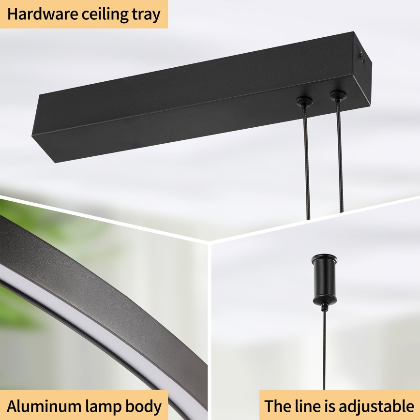 Brilagi - PORTOFINO hämardatav LED-ripplühter kaabliga LED/98W/230V 3000-6000K must + kaugjuhtimispult