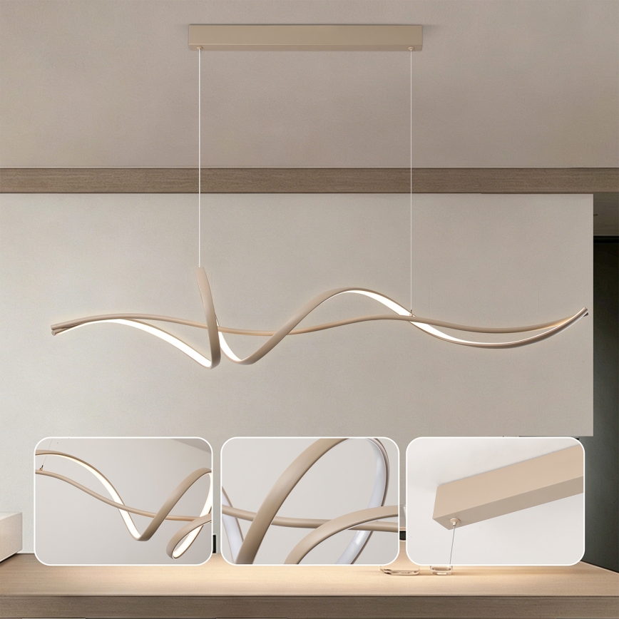 Brilagi - LED hämardatav rippvalgusti kaablil SIGNATURE LED/55W/230V 3000-6000K 120x23 cm beež + kaugjuhtimispult