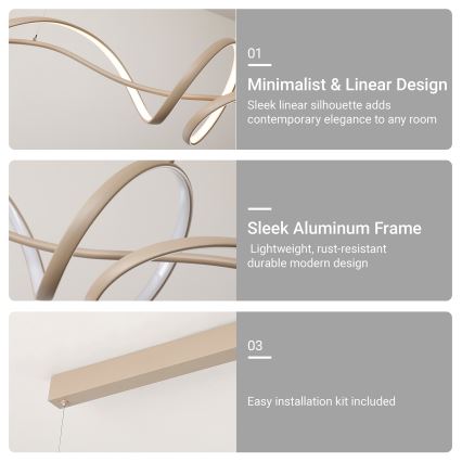 Brilagi - LED hämardatav rippvalgusti kaablil SIGNATURE LED/55W/230V 3000-6000K 120x23 cm beež + kaugjuhtimispult