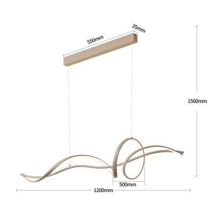 Brilagi - LED hämardatav rippvalgusti kaablil SIGNATURE LED/55W/230V 3000-6000K 120x23 cm beež + kaugjuhtimispult