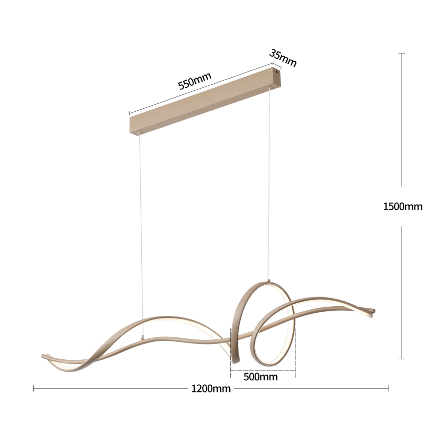 Brilagi - LED hämardatav rippvalgusti kaablil SIGNATURE LED/55W/230V 3000-6000K 120x23 cm beež + kaugjuhtimispult
