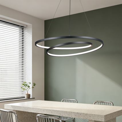 Brilagi - LED hämardatav rippvalgusti kaablile TWISTER LED 105 W 230 V 3000–6000 K läbimõõt 100 cm must + kaugjuhtimispult