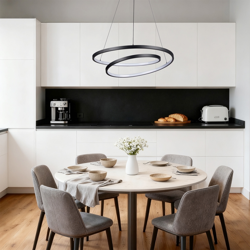 Brilagi - Hämardatav LED-ripatslühter kaablil TWISTER LED/48W/230V 3000-6000K läbimõõt 50 cm must + kaugjuhtimispuldiga