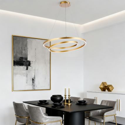 Brilagi - LED hämardatav lühter kaablil TWISTER LED/75W/230V 3000-6000K läbimõõt 70 cm kuldne + kaugjuhtimispuldiga