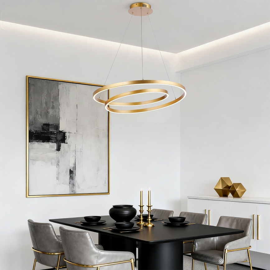 Brilagi - LED hämardatav lühter kaablil TWISTER LED/75W/230V 3000-6000K läbimõõt 70 cm kuldne + kaugjuhtimispuldiga