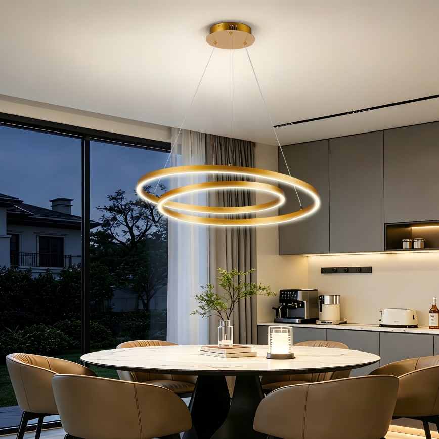 BRILAGI - LED hämardatav ripplamp kaablil TWISTER LED/75W/230V 3000-6000K läbimõõt 70 cm kuldne + kaugjuhtimispult