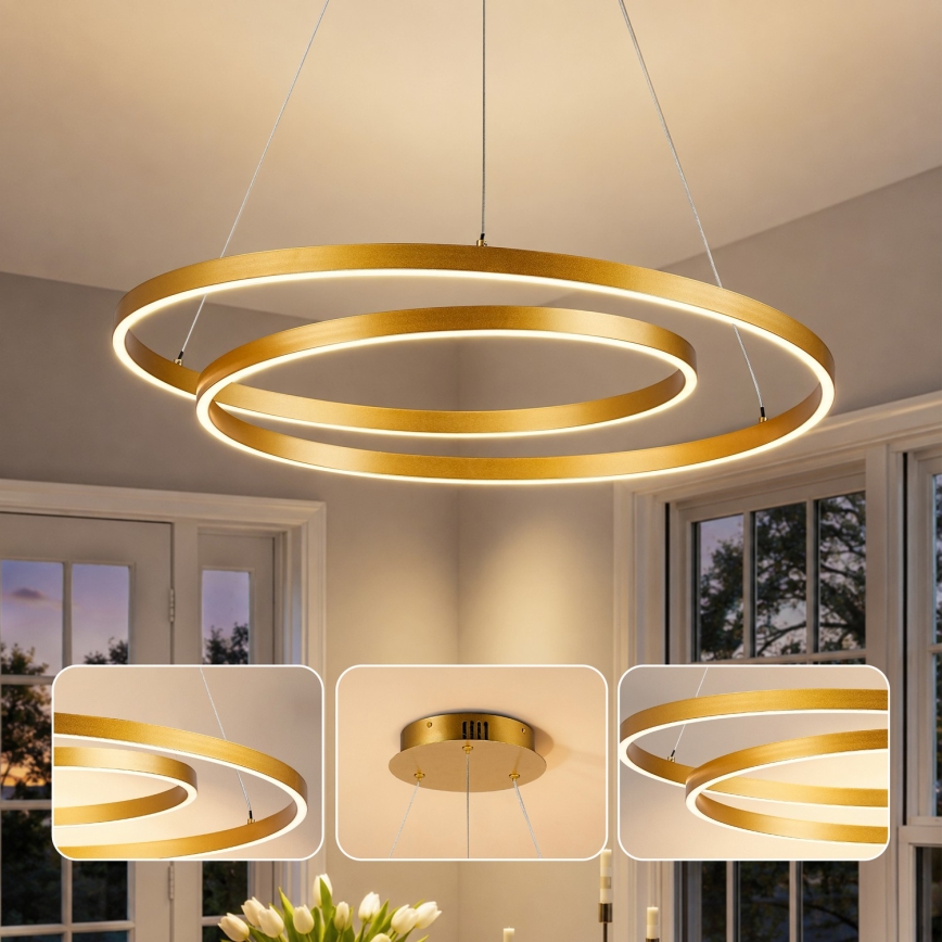 BRILAGI - LED hämardatav ripplamp kaablil TWISTER LED/75W/230V 3000-6000K läbimõõt 70 cm kuldne + kaugjuhtimispult