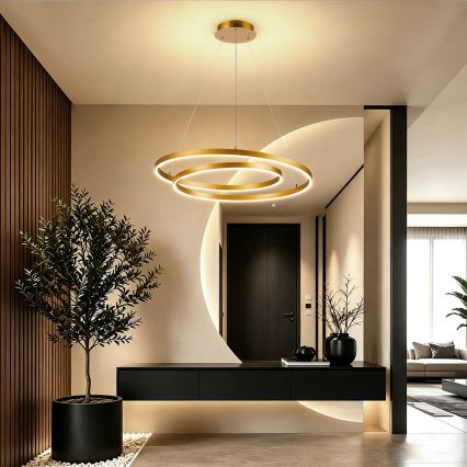 BRILAGI - LED hämardatav ripplamp kaablil TWISTER LED/75W/230V 3000-6000K läbimõõt 70 cm kuldne + kaugjuhtimispult