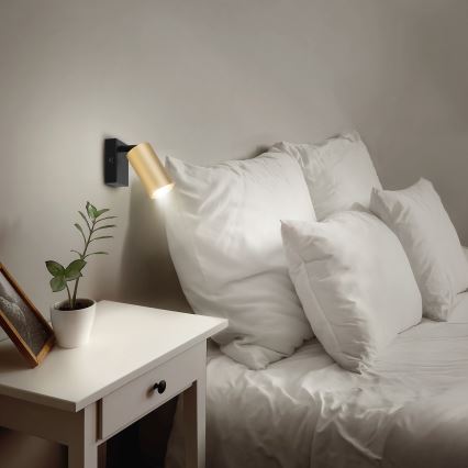 Brilagi - LED-hämardatav seinavalgusti SELE 1xGU10/6W/230V 3000K must/kuldne