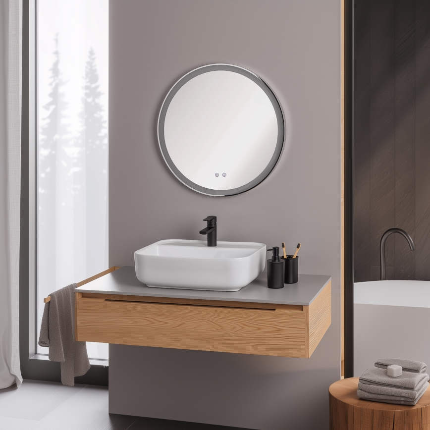 Brilagi - LED hämardatav soojendusega vannitoapeegel taustvalgustusega ALU PRO LED/18W/230V läbimõõt 60 cm 3000/4000/6500K IP44 läikiv kroom CRI 90