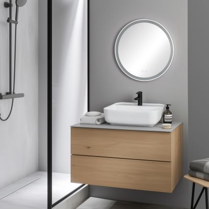 Brilagi - LED-hämardatav vannitoapeegel soojendusega ja taustvalgustusega ALU PRO LED/18W/230V läbimõõt 60 cm 3000/4000/6500K IP44 mattkroom CRI 90