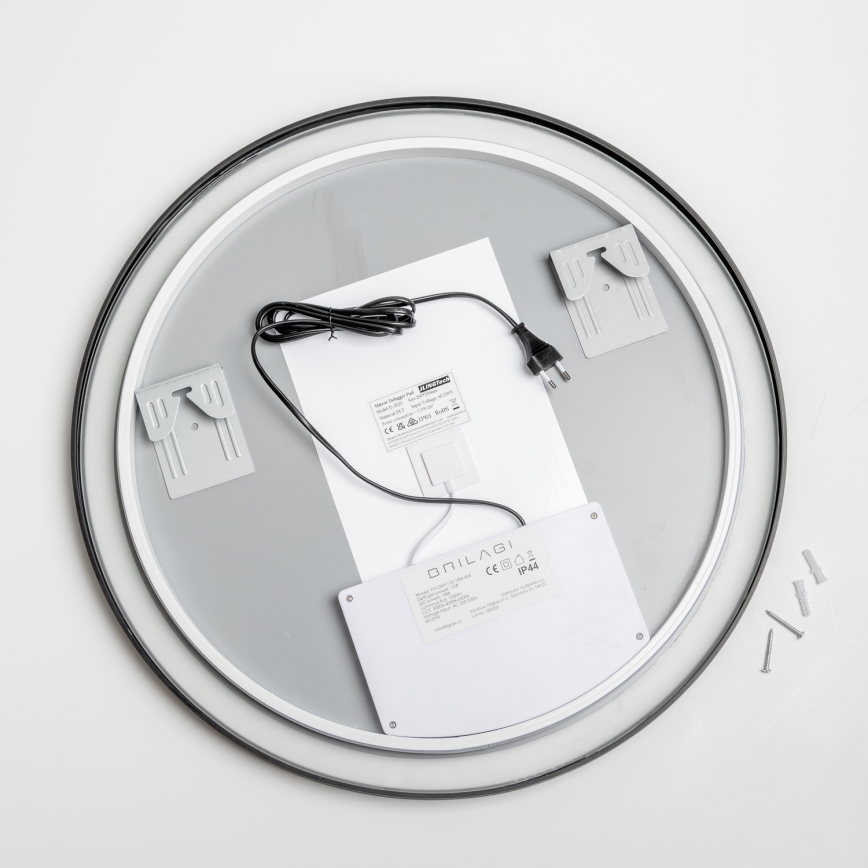 Brilagi - LED-hämardatav vannitoapeegel soojendusega ja taustvalgustusega ALU PRO LED/18W/230V läbimõõt 60 cm 3000/4000/6500K IP44 must CRI 90