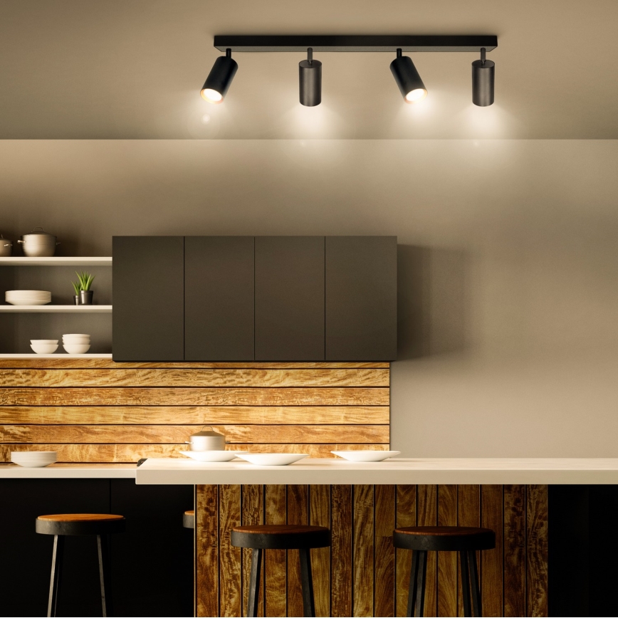 Brilagi - LED-hämardatav suunavalgusti SELE 4xGU10/6,5W/230V 2700-6500K must/kuldne