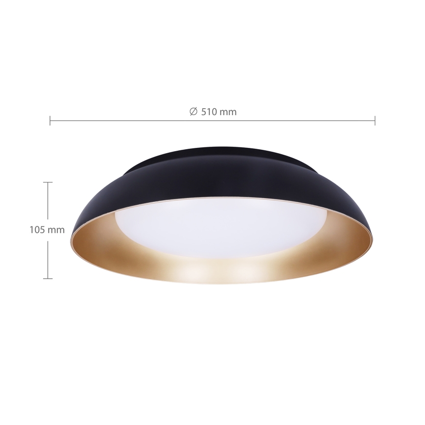 Brilagi - LED hämardatav laelamp ALVA, 48 W, 230 V, 3000–6500 K, läbimõõt 51 cm, must + kaugjuhtimispult