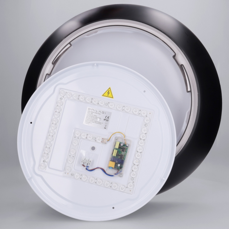 Brilagi - LED hämardatav laelamp ALVA, 48 W, 230 V, 3000–6500 K, läbimõõt 51 cm, must + kaugjuhtimispult