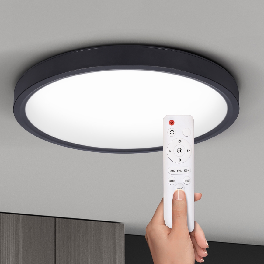 Brilagi - LED Hämardatav laevalgusti ESTELA LED/36W/230V 3000-6500K ø 30 cm must + kaugjuhtimispult