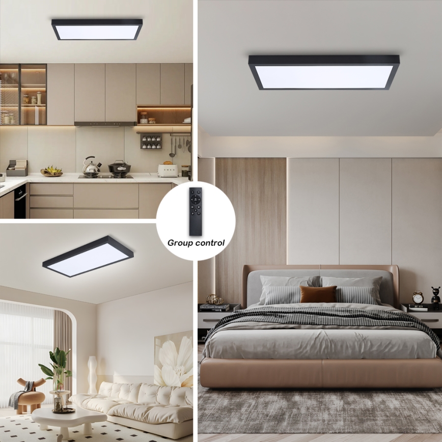 Brilagi - LED Hämardatav laevalgusti vannituppa FRAME SMART LED/30W/230V 30x60 cm 3000-6000K  IP44 must  + kaugjuhtimispult
