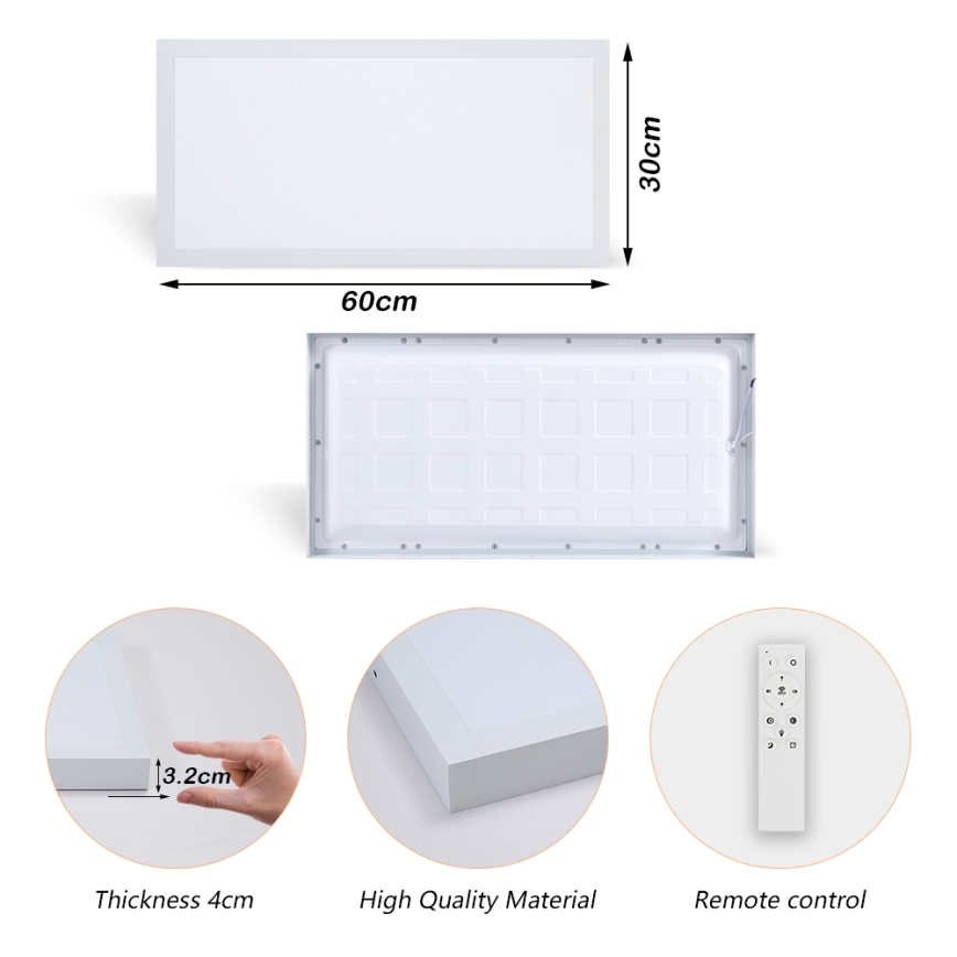 Brilagi - LED Hämardatav laevalgusti vannituppa FRAME SMART LED/30W/230V 30x60 cm 3000-6000K IP44 valge + kaugjuhtimispult
