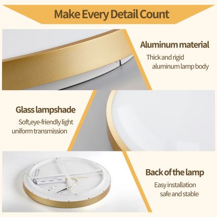 Brilagi - LED-hämardatav laelamp GLASS POOL DOUBLE LED/48W/230V 3000-6000K 40 cm kuldne + kaugjuhtimispult