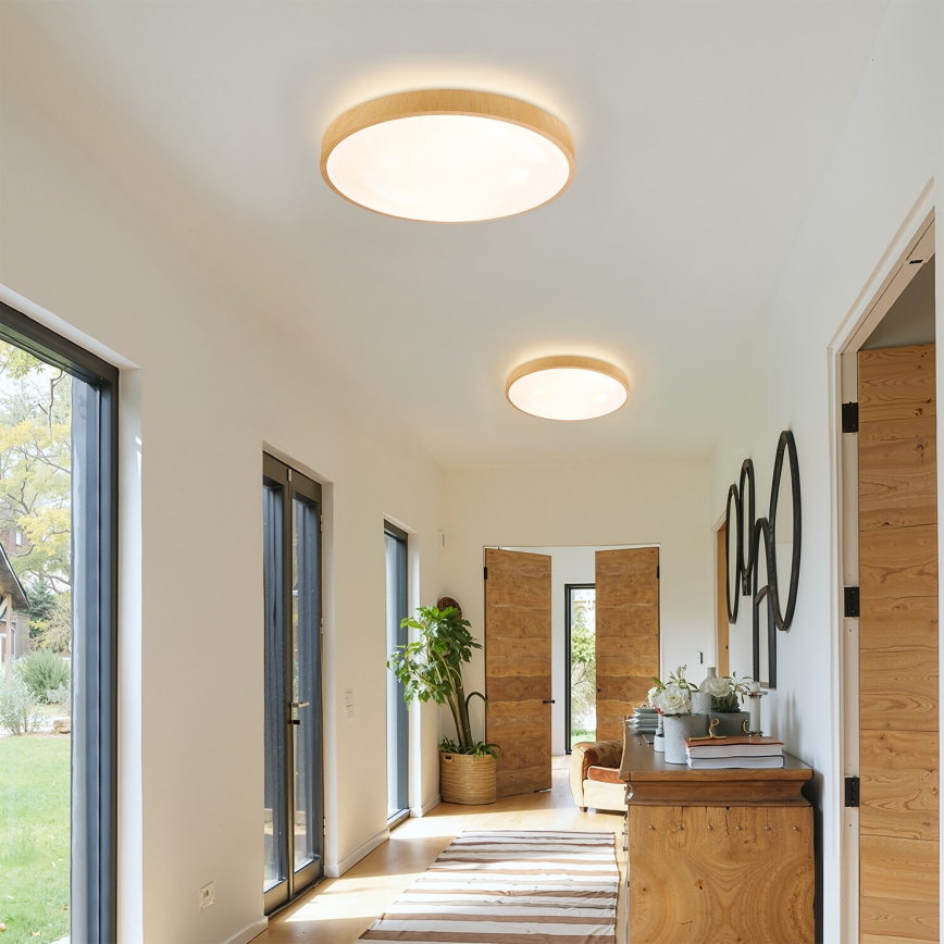 Brilagi - LED hämardatav laelamp GLASS POOL DOUBLE LED/48W/230V 3000-6000K 40 cm puidumustriga + kaugjuhtimispult