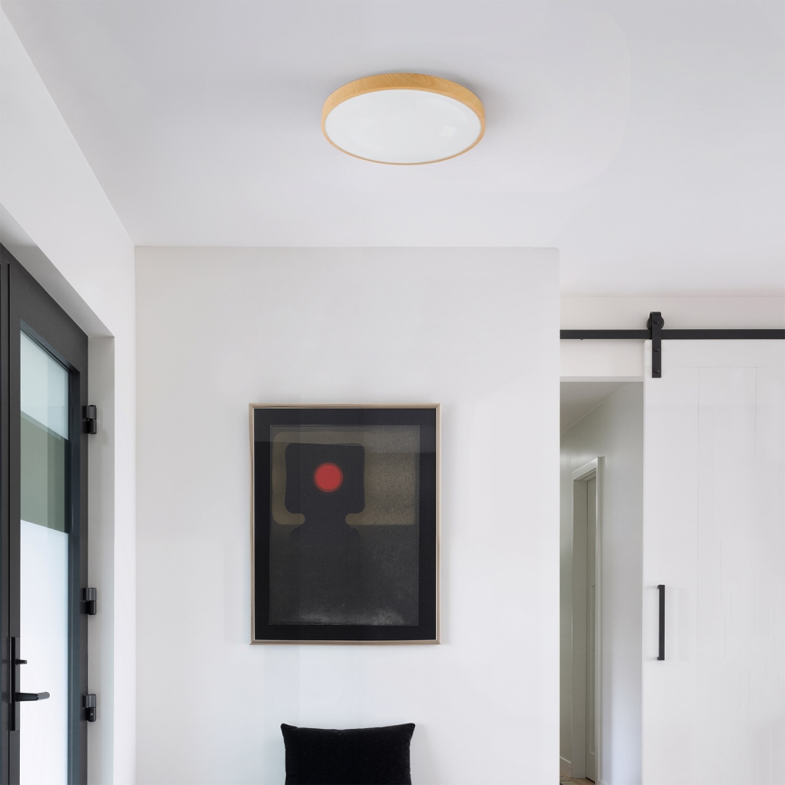 Brilagi - LED hämardatav laelamp GLASS POOL DOUBLE LED/48W/230V 3000-6000K 40 cm puidumustriga + kaugjuhtimispult