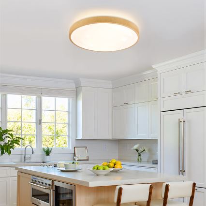 Brilagi - LED hämardatav laevalgusti GLASS POOL DOUBLE LED/60W/230V 3000-6000K 50 cm puidune dekor + kaugjuhtimispult