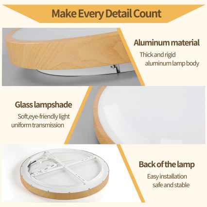 Brilagi - LED hämardatav laevalgusti GLASS POOL DOUBLE LED/60W/230V 3000-6000K 50 cm puidune dekor + kaugjuhtimispult