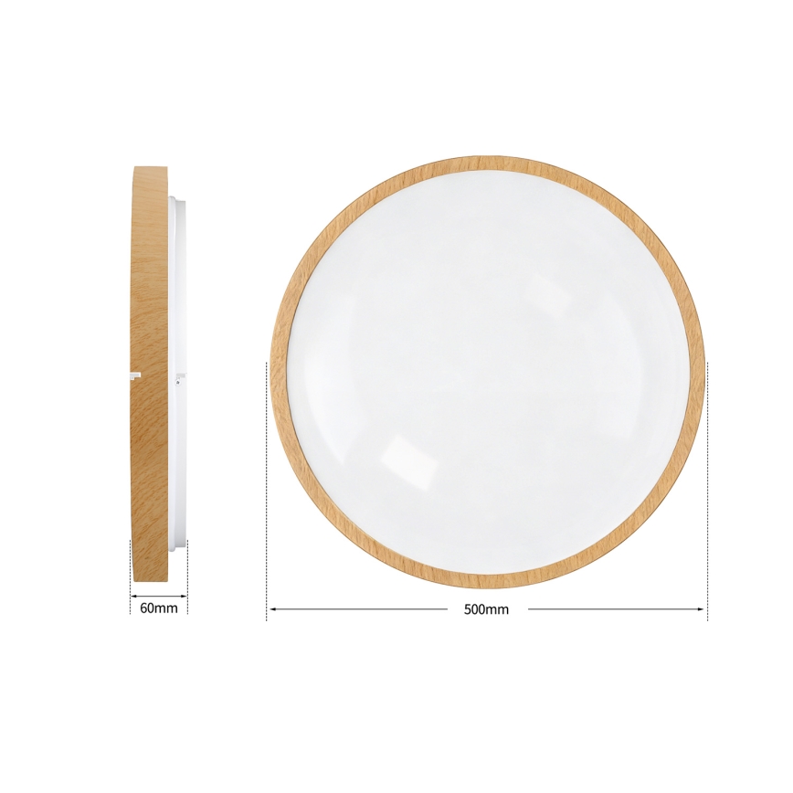 Brilagi - LED hämardatav laevalgusti GLASS POOL DOUBLE LED/60W/230V 3000-6000K 50 cm puidune dekor + kaugjuhtimispult