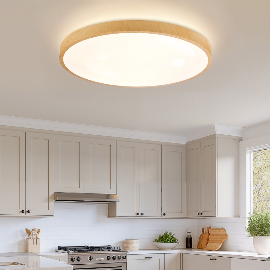 Brilagi - LED-hämardatav laevalgusti GLASS POOL DOUBLE LED/80W/230V 3000-6000K 60 cm puiduimitatsioon + kaugjuhtimispult