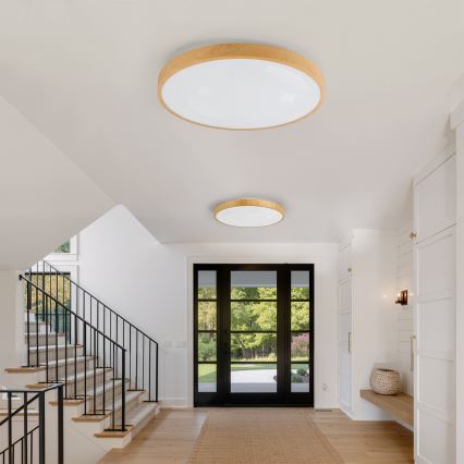 Brilagi - LED-hämardatav laevalgusti GLASS POOL DOUBLE LED/80W/230V 3000-6000K 60 cm puiduimitatsioon + kaugjuhtimispult