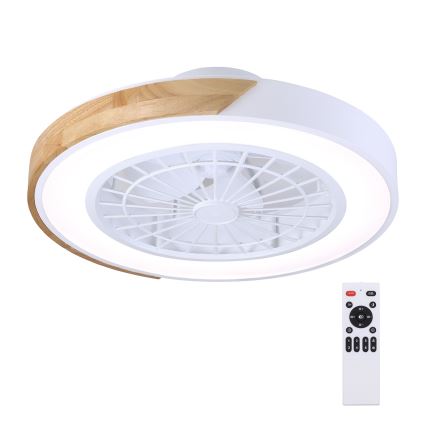 Brilagi - hämardatav laelamp ventilaatoriga LED/30W/230V 3000–6500K, läbimõõt 50 cm, valge/tamm + kaugjuhtimispult